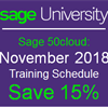 Save 15% on the upcoming Sage 50 Training Schedule for November 2018